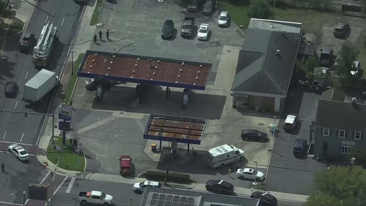 Car slams into gas station in Laurel, Md.